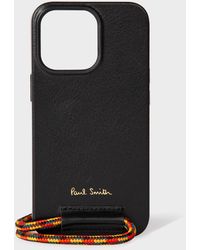Paul Smith - X Native Union - Black Leather Iphone 13 Pro Case With Rope Lanyard - Lyst