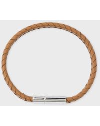 Paul Smith - Tan Two-Tone Braided Leather Bracelet - Lyst