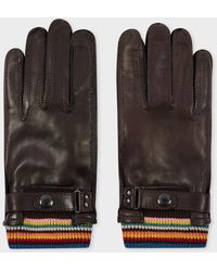 Paul Smith - Leather 'Signature Stripe' Cuff Gloves - Lyst