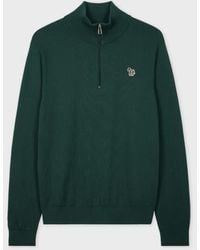 Paul Smith - Dark Cotton-Blend Zebra Logo Half Zip Sweater - Lyst