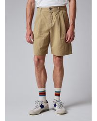 Paul Smith - Taupe Cotton-Linen Double-Pleat Shorts - Lyst