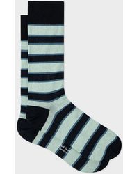 Paul Smith - Dark Navy And Light Blue Painted Stripe Socks - Lyst