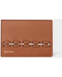 Paul Smith - Tan Brown Woven Front Calf Leather Credit Card Holder - Lyst