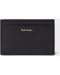 Paul Smith - Black And 'signature Stripe' Leather Credit Card Holder - Lyst