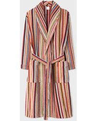 Paul Smith - Stripe-print Cotton-towelling Dressing Gown - Lyst