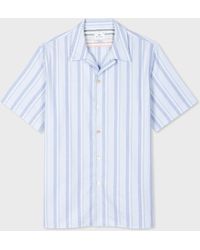 PS by Paul Smith - Light Blue Stripe Organic Cotton Short-sleeve Shirt - Lyst