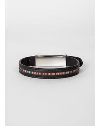 Paul Smith - Black Leather 'signature Stripe' Bracelet - Lyst