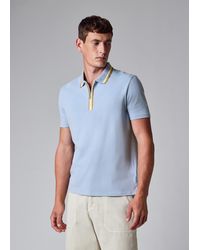 Paul Smith - Sky Contrast Tipping Zip Polo Shirt - Lyst