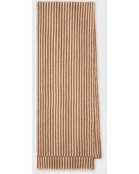 Paul Smith - And Cream Lambswool Chunky Knit Ribbed Stripe Scarf - Lyst