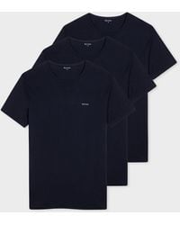 Paul Smith - Navy Organic Cotton Logo Lounge T-shirts Three Pack Blue - Lyst