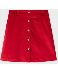 PS by Paul Smith - Red Corduroy Button Down Mini Skirt - Lyst