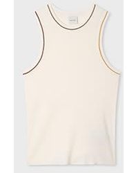 Paul Smith - Ecru Wool-Silk Knitted Vest With Contrast Stitching - Lyst