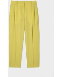 PS by Paul Smith - Yellow Tapered-fit Wool Hopsack Trousers Green - Lyst