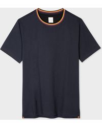 Paul Smith - Navy 'artist Stripe' Collar Cotton T-shirt - Lyst