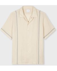 Paul Smith - Washed Stone Linen Short-Sleeve Blanket-Stitch Shirt - Lyst
