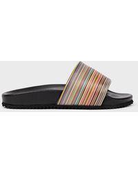 Paul Smith - Leather 'signature Stripe' 'dru' Slides Multicolour - Lyst