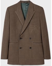 Paul Smith - Brown Brushed Check Wool Double-breasted Blazer - Lyst