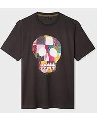 Paul Smith - Charcoal 'Fabric Skull' Print T-Shirt - Lyst