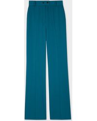 Paul Smith - Teal Wool Bootcut Trousers Blue - Lyst