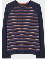 Paul Smith - Navy 'artist Stripe' Jersey Cotton-blend Long-sleeve Lounge Top Blue - Lyst