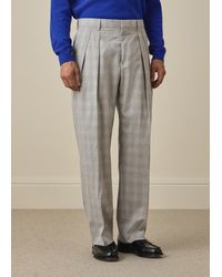 Paul Smith - Space-Dye Check Wool Pleated Trousers - Lyst