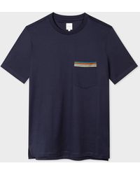 Paul Smith - Navy 'signature Stripe' Pocket T-shirt - Lyst
