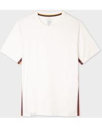 Paul Smith - White Cotton T-shirt With 'artist Stripe' Trim - Lyst