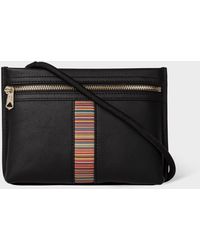 Paul Smith - Black Leather 'signature Stripe' Musette Bag - Lyst