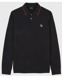 Paul Smith - Organic Cotton Zebra Logo Long-Sleeve Polo Shirt - Lyst