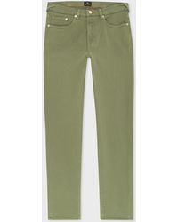 PS by Paul Smith - Tapered-fit Khaki Green Organic Cotton-stretch Garment-dyed Jeans - Lyst