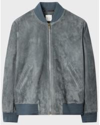 Paul Smith - Steel Suede Bomber Jacket - Lyst