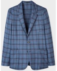 Paul Smith - Sky Blue Tartan Wool Patch-pocket Unlined Blazer - Lyst