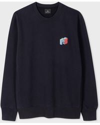 PS by Paul Smith - Navy Organic Cotton Embroidered Ps Logo Sweatshirt Blue - Lyst