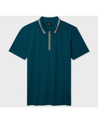 Paul Smith - Contrast Tipping Zip-Neck Polo Shirt - Lyst