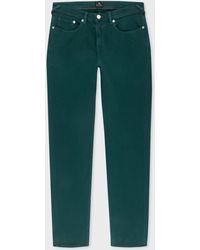 PS by Paul Smith - Tapered-fit Petrol Green Garment-dyed Organic Cotton-stretch Jeans - Lyst