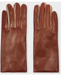 Paul Smith - Tan Leather 'Signature Stripe' Gloves - Lyst