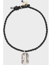 Paul Smith - Black Rope Bracelet With Silver Tag - Lyst