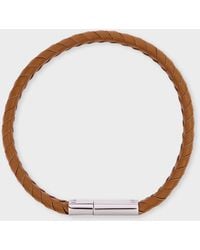 Paul Smith - Tan Braided Leather Bracelet - Lyst