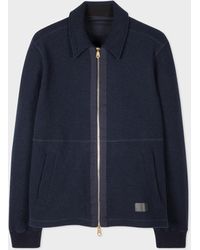 Paul Smith - Navy Wool Zip Through Jacket Blue - Lyst