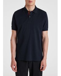 Paul Smith - Navy Cotton 'artist Stripe' Placket Polo Shirt Blue - Lyst