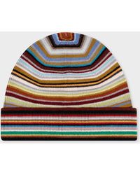 Paul Smith - Merino Wool 'signature Stripe' Beanie Hat Multicolour - Lyst