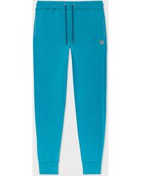 PS by Paul Smith - Slim-fit Teal Organic Cotton Zebra Logo Sweatpants Blue - Lyst