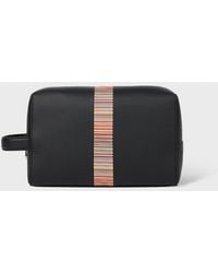 Paul Smith - Leather 'Signature Stripe' Trim Wash Bag - Lyst
