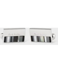Paul Smith - Mother Of Pearl Stripe Logo Cufflinks - Lyst