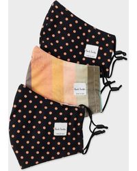 Paul Smith - 'artist Stripe' And Black Polka Dot Print Face Coverings Three Pack Multicolour - Lyst