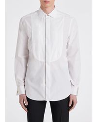 Paul Smith - Tailored-fit White Pleated-bib Cotton Evening Shirt With 'artist Stripe' Double Cuff - Lyst