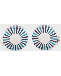 Paul Smith - For University Of Nottingham - Navy Stripe Edge Circular Cufflinks Blue - Lyst