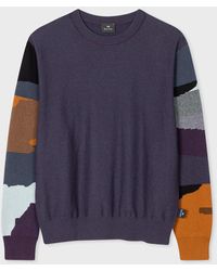PS by Paul Smith - Cotton-merino Blend 'plains' Sweater Blue - Lyst