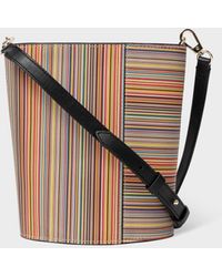 Paul Smith - Leather 'signature Stripe' Bucket Bag Multicolour - Lyst