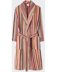 Paul Smith - Stripe-print Cotton-towelling Dressing Gown - Lyst